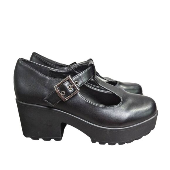 Black Women's Chunky Heel Mary Jane Shoes - Picture 3 of 8